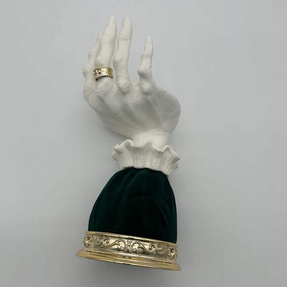 Bath & Body Works Skeleton Hand Candle Holder Green Velvet Sleeve Halloween - Picture 1 of 5